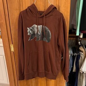 Brown North Face Hoodie with Bear Graphic